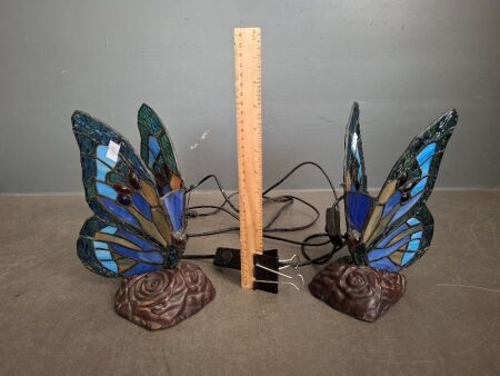 Pair of Tiffany Style Butterfly Table Lamps