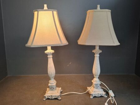 Pair of Wooden Bedside Table Lamps