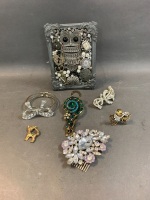 Asstd Ltd of Diamante Costume Jewellery + Owl Metal Frame