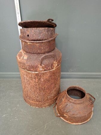 Vintage Rustic Milk Can - Includes Lid & Funnel