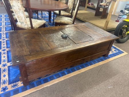 Large Teak Dowry Chest with Large Iron Padlock Key