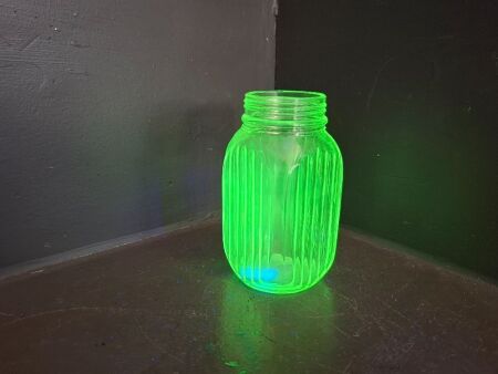 Vintage Uranium Glass Jar (with no lid)