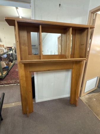 Wooden Fireplace Mantel with Mirrored Shelf Top