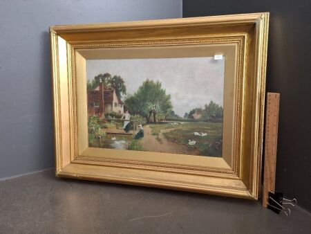 Vintage Dutch Oil on Canvas by Annie Peaks