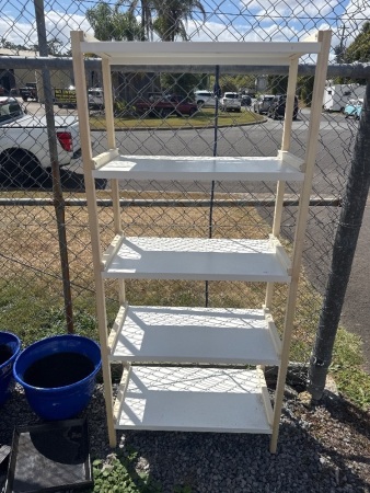5 Tier metal and wood shelf