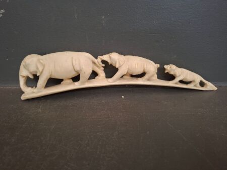 Carved Tusk with Elephants