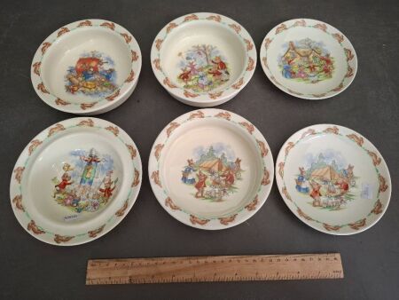 Lot of Royal Doulton Bunnykins English Fine Bone China Bowls & Saucers
