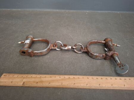 Antique Hand Forged Hand Cuffs