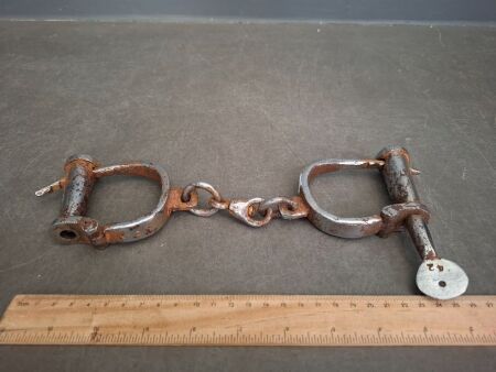 Antique Hand Forged Hand Cuffs