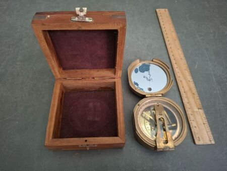 Stanley London Natural Sine Brass Pocket Compass - In Box