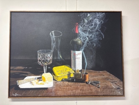 Limited Edition Lew Brennan Fine Art Canvas 5/50 Title: Penfolds Grange - Part of the Name your Poison Series