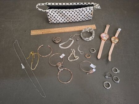 Large Lot of Jewellery - Incs 2 Watches, Bracelets & Rings - Some Marked 925