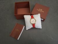 Coach New York Stainless Steel and Genuine Leather Ladies Watch