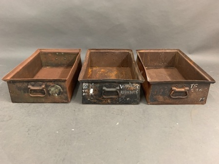 3 Large Industrial Steel Parts Drawers with Handles