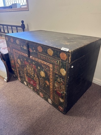 Asian Style Hand Painted Wooden Blanket Box
