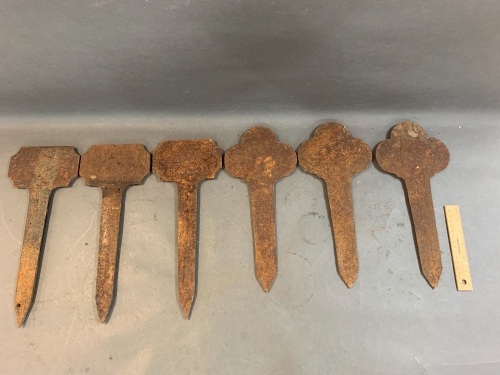 Collection of 6 Cast Iron Spikes each with Different No.