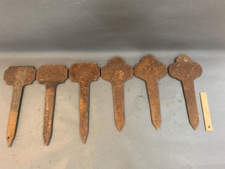 Collection of 6 Cast Iron Spikes each with Different No.