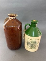 Large Stoneware Glazed Ink Bottle, C1900 & Stones Green Ginger Wine Bottle, Made in Australia - 2