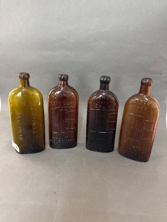 3 Warners Safe Amber Glass Medicine Bottles