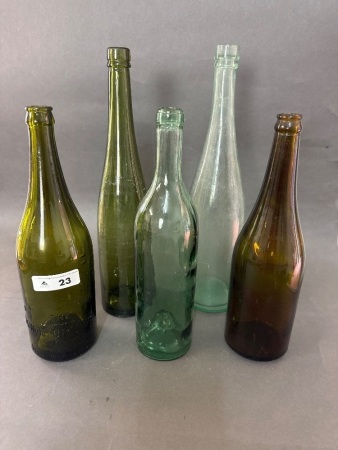 5 Vintage Bottles - 1 Embossed The NSW Bottle Company, Made in Australia
