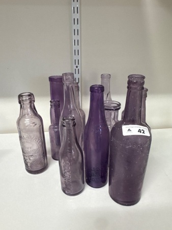 Selection of Vintage Purple Bottles inc Schweppes & The Richmond Mineral & Ice Works
