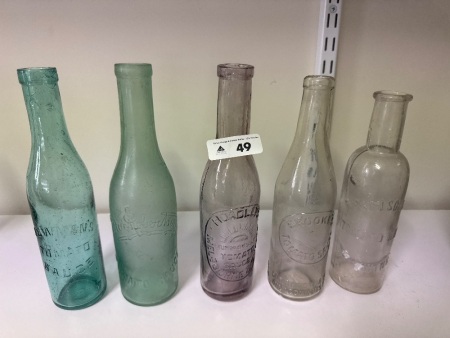 5 Vintage Tomatoe Sauce Bottles - All Embossed