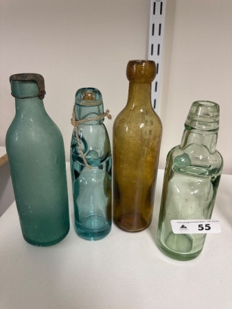 4 Antique Codd Bottles