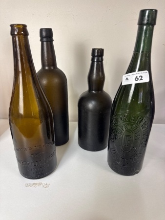 4 Vintage Bottles - Incs NSW Bottle Company Bottle & The Foster Brewing Co Victoria Bottle (repaired & damanged)