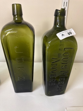 Louis Meeus Anvers Gin Bottle (with large chip in top) & JDKZ Gin Bottle
