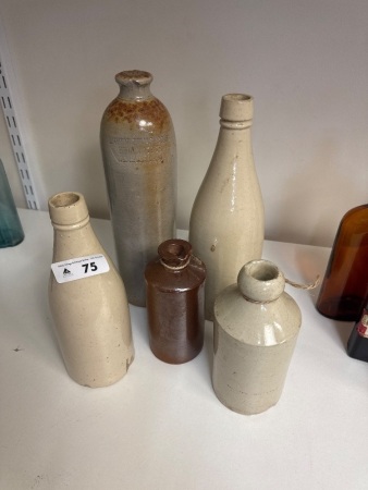 5 Vintage Ceramic Bottles and Inkwells