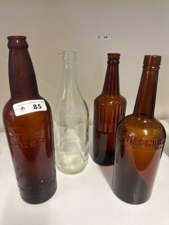 Rosella Brown Glass Bottle, Stag Lager NSW Bottle Company Made in Australia Bottle & P.F.Heering Brown Glass Bottle