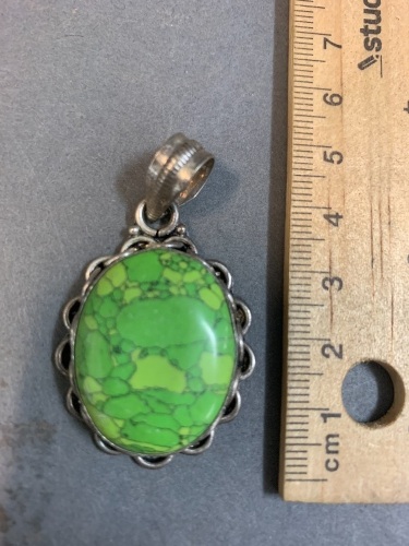 Sterling Silver Green Mexican Turquoise Pendant