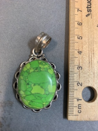 Sterling Silver Green Mexican Turquoise Pendant