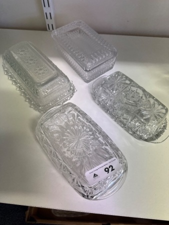 4 Glass Butter Dishes