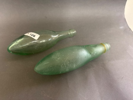 2 x Torpedo Bottles, Ross's Belfast & Dan Rylands (with repair to the neck)