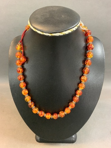 Composite Amber Beaded Necklace