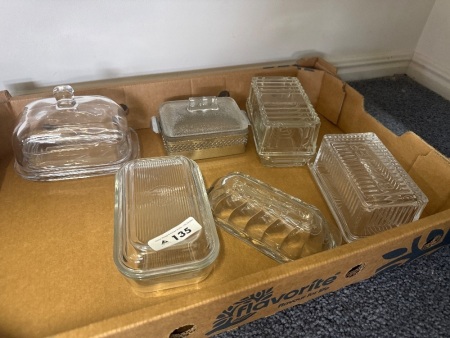 Various Glass Butter Dishes