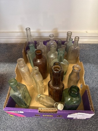 Assortment of Mini vintage bottles some embossed