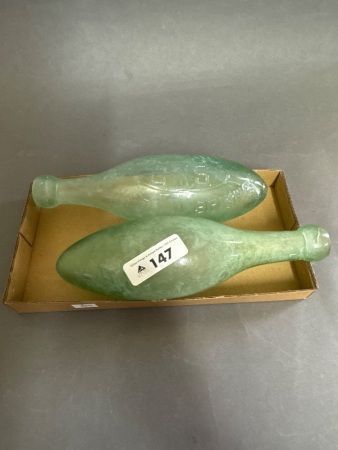 Claremont Mineral Spring Compnay Embossed Torpedo Bottle & Unmarked Torpedo Bottle