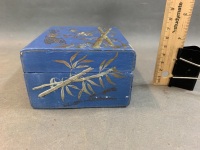 Vintage Blue Lacquered Jewellery / Trinket Box - 2