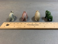 3 x Soapstone Rabbit Netsuke + Jade Elephant - 4