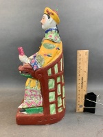 Vintage 20thC Chinese Polychrome Temple Figure - 2