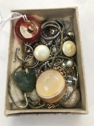 Small Box Lot of Asstd  Silver & Costume Jewellery