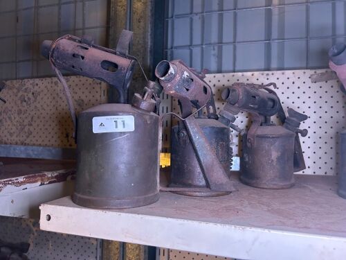 Group lot of 3 kerosene pressure blow torches