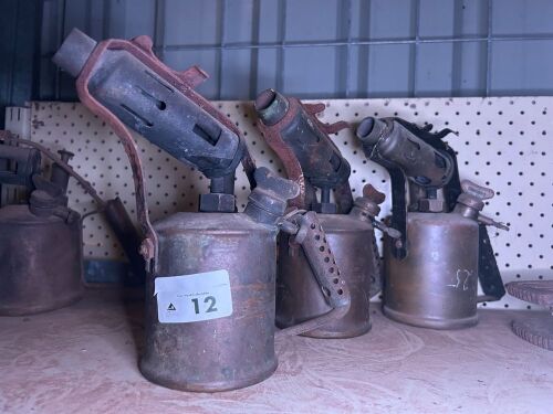Group lot of 3 kerosene pressure blow torches