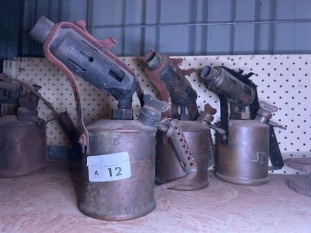 Group lot of 3 kerosene pressure blow torches