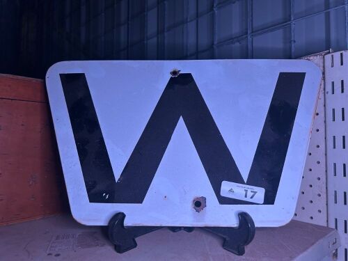 Enamelled metal railway whistle sign