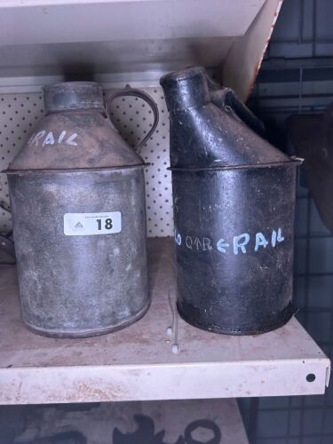 2 metal Queensland Rail oil/kero cans