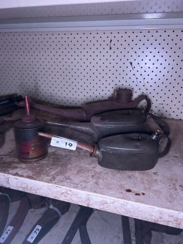 Assorted railway oil cans