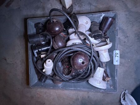 Assorted vintage electrical sockets, switches etc